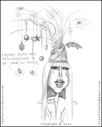 Lady Gaga Hairstyle on Caricature Drawing Of Lady Gaga With Her Weird Hairstyle Bad