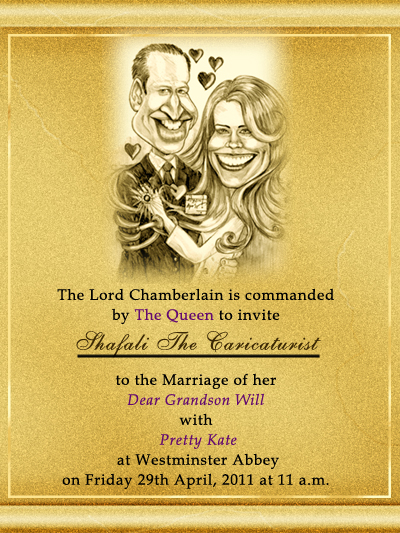Image photograph of the golden royal wedding invitation card for Prince