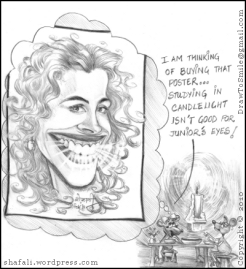The Caricature of Julia Roberts the Pretty Woman whose smile could save the little mouse's eyesight.