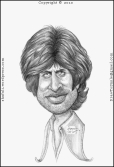 Caricature, Cartoon, Sketch, Portrait, of young Amitabh Bachchan, the legendary actor of the Indian Cinema - Bollywood, now also known as the Big B!
