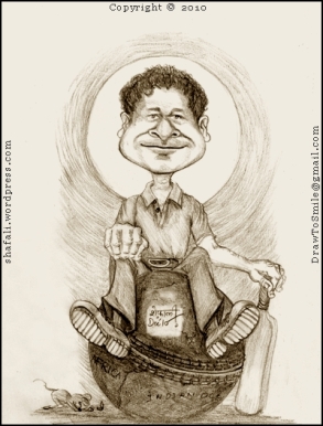 Cartoon, Caricature, Portrait, Sketch, Drawing of Little Master, Master Blaster, Sachin Tendulkar, World's greatest batsman!