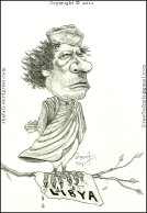 The Caricature, Cartoon, Sketch, Portrait of Moammar Gaddafi, the Dictator of Libya!