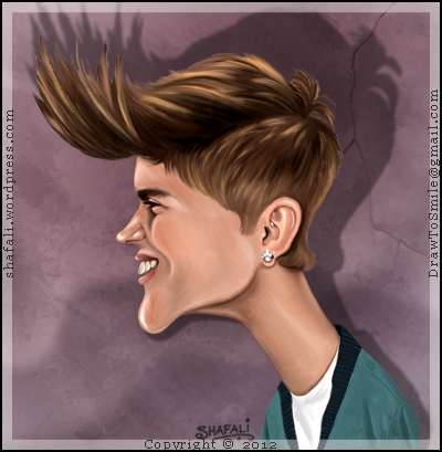 Justin Bieber - Caricature, Cartoon, Painting, Digitally Colored drawing of the Teen Sensation.