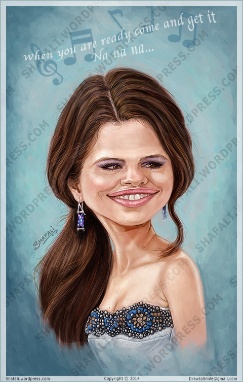 Caricature, Portrait, Poster of Selena Gomez - Stars Dance - When you are ready come and get it.