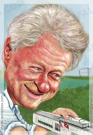 Bill Clinton in 2004 - as a gardener planting a sapling of the Clinton Library in Little Rock Arkansas.