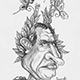 Caricature of Julius Caesar and his Laurel Wreath.